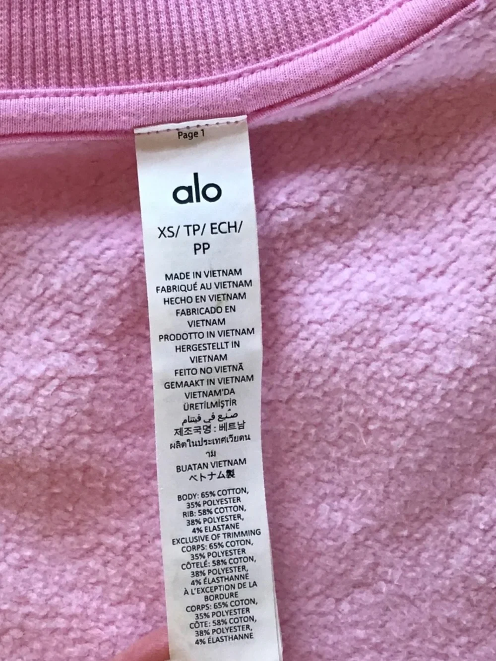 ALO SWEET PINK CROPPED ACCOLADE CREWNECK SWEATSHIRT